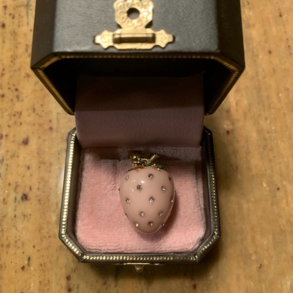 Juicy Couture Pink Strawberry Charm with Gold and Green Details